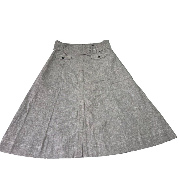 7th Avenue Design Studio Skirt 12 Linen Blend Belted A-line Lined Pockets - Picture 2 of 10